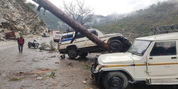 घनसाली में गिरा पेड़, तीनधारा में गिरी चट्टान