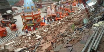 हर की पैड़ी पर दीवार गिरी