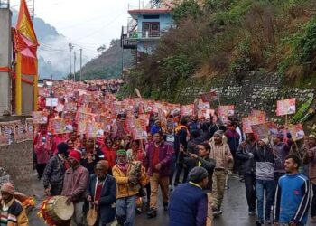 भाजपा के तीन दावेदारों के शक्ति प्रदर्शन में बदली घनसाली की संकल्प रैली