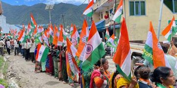 प्रतापनगर में कांग्रेस ने निकाली भारत जोड़ो तिरंगा यात्रा